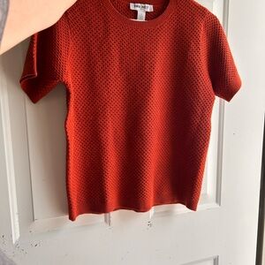 Nine West Burnt Orange Short Sleeve Textured Knit Top, sz S